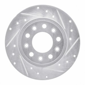 Dodge DART Brake Rotor (1) - Rear Right - R1 Concepts - Drilled & Slotted - Silver - `13-`16